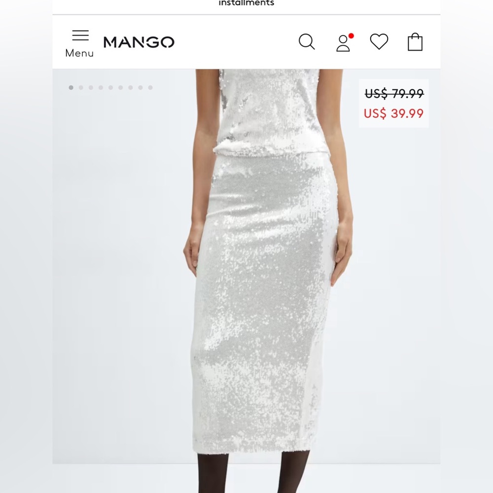 New mango white glitter skirt